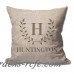 4 Wooden Shoes Personalized Family Initial and Name Laurel Wreath Textured Linen Throw Pillow FWDS1632